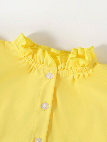 Young Girls' Texture Yellow Dress