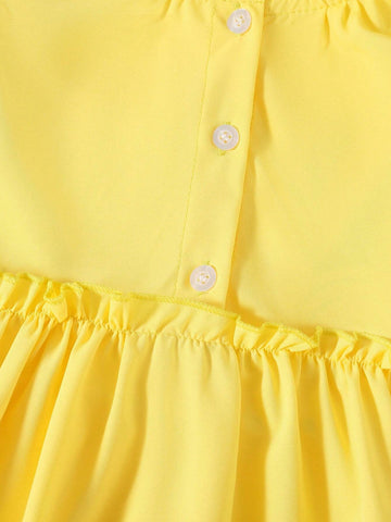 Young Girls' Texture Yellow Dress