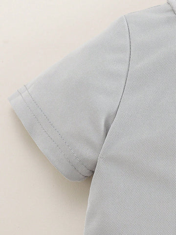 Young Girls Toddler Cute Casual Polo Collar Half-Open Front Short Sleeve Pleated A-Line Dress