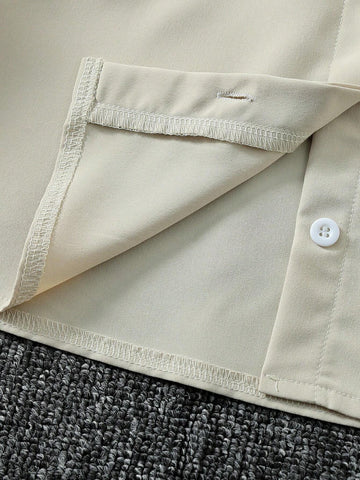 Young Girl's Turn Down Collar Casual Short Sleeve Dress, Suitable For Vacation, Travel And Back-To-School In Summer