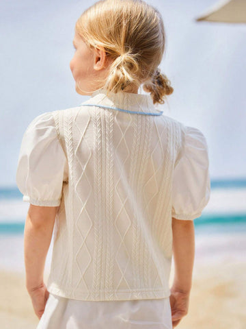 Young Girls' Vacation Style Top, Spring/Summer, Single Piece