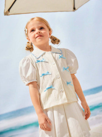 Young Girls' Vacation Style Top, Spring/Summer, Single Piece