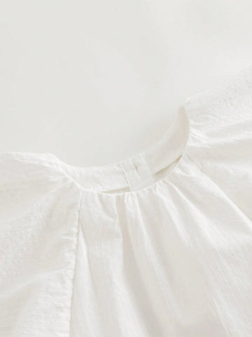 Young Girls' Vintage Elegant Sweet Ruffled Cap Sleeve Round Neck Dress, Summer