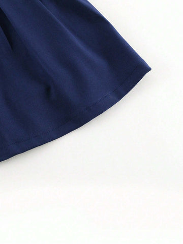 Young Girls' Vintage Style Loose Pleated Suspender Dress, Autumn