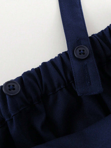 Young Girls' Vintage Style Loose Pleated Suspender Dress, Autumn