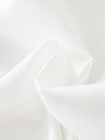 Young Girls' White Button-Up Shirt With Patchwork Faux Fur Long Sleeves