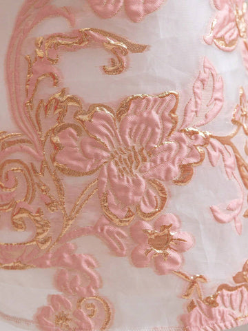 Young Girl's Woven Color-Block & Ditsy Floral Puff Sleeve Dress With Ruffled Hemline