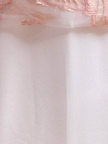 Young Girl's Woven Color-Block & Ditsy Floral Puff Sleeve Dress With Ruffled Hemline