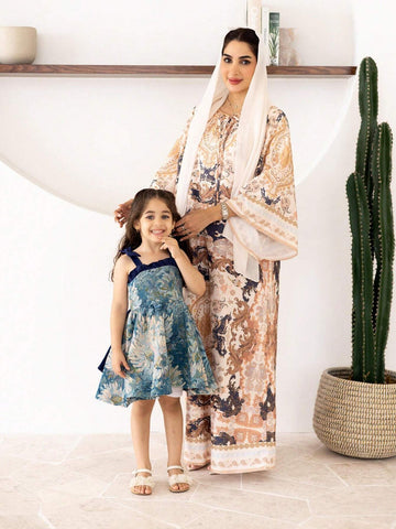 Young Girl's Woven Jacquard Sleeveless Dress With Big Bow-Knot And Elegant Design