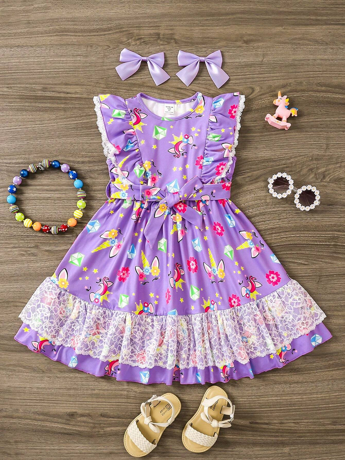 Young Girls Woven Round Neck Sleeveless Ruffled Bodycon Casual Dress