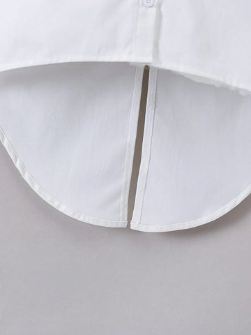 Young Girl's Woven Solid Color Sleeveless Shirt With Turn-Down Collar And Loose Fit Bow Tie, Casual