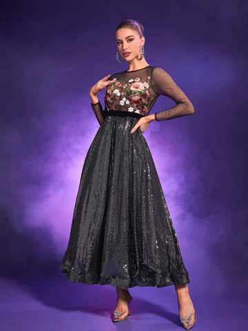 Yuki Patchwork Floral Embroided Dress
