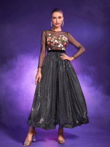 Yuki Patchwork Floral Embroided Dress