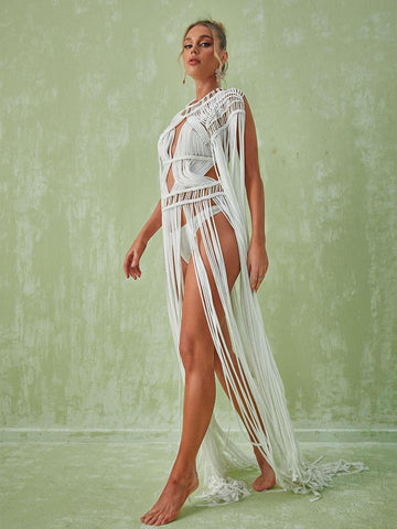 Zuzu Fringe Cutout Maxi Dress