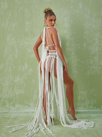Zuzu Fringe Cutout Maxi Dress