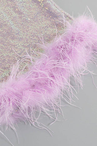 Alice Purple Sequin Feather Bodycon Dress