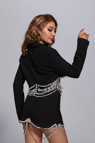 Ava Black Diamante Blazer Set