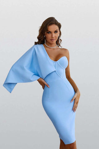 Zoey Baby Blue One Shoulder Bandage Dress