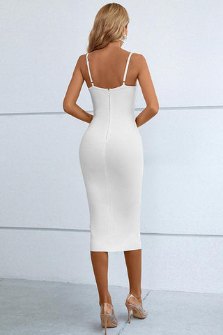 Charlie White Mesh Bandage Midi Dress