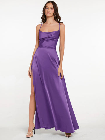 Crisscross Backless Wrap Satin Prom Dress