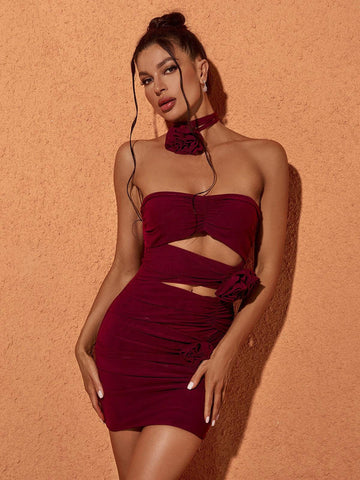 Inara Strapless Mesh Cutout Mini Dress