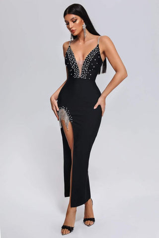 Gini Diamonate Slit Maxi Bandage Dress