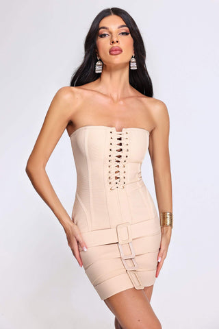 Icis Lace Up Bandage Mini Dress