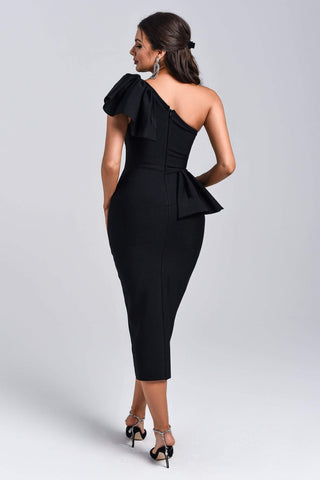 Olga One Shoulder Crystal Midi Bandage Dress
