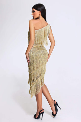 Xiara One Shoulder Tassel Dress