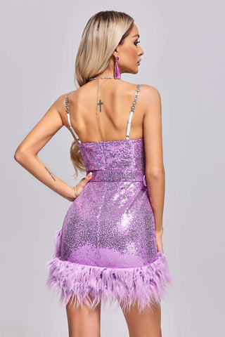 Nithara Fur Sequin Mini Dress