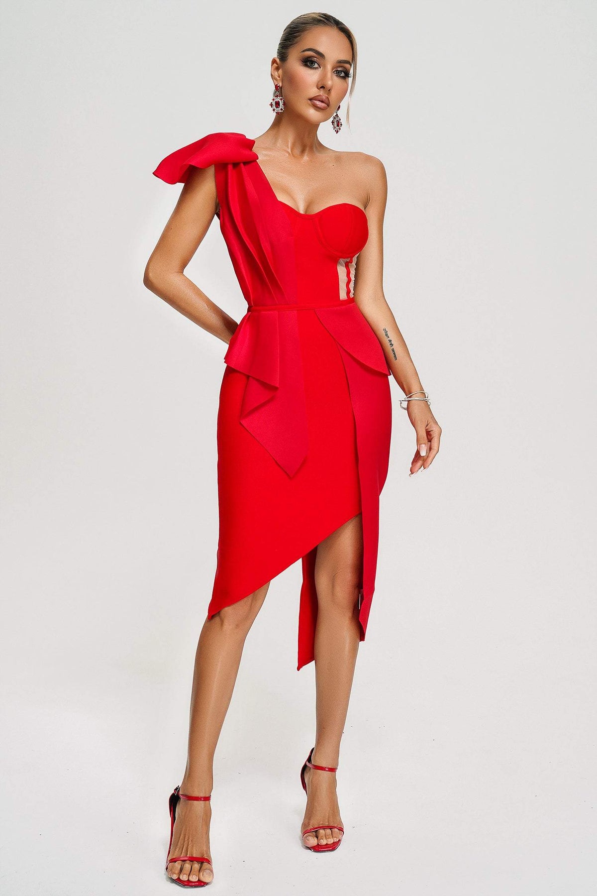 Spak One Shoulder Midi Dress