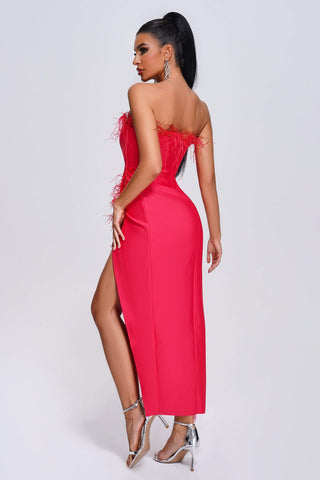 Liama Feather Midi Bandage Dress