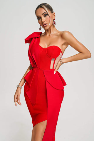 Spak One Shoulder Midi Dress