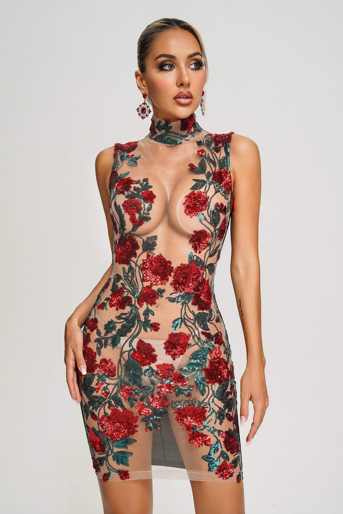 Noa Sequin Mesh Mini Dress