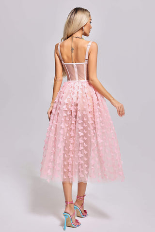 Yurianna Butterfly Mesh Midi Dress