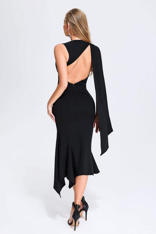 Izna Asymmetic Cutout Midi Dress