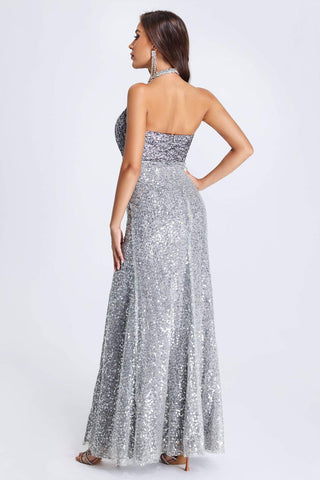 Whitley Halterneck Cutout Sequin Maxi Dress