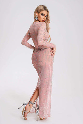 Rosel Glitter Mesh Maxi Dress