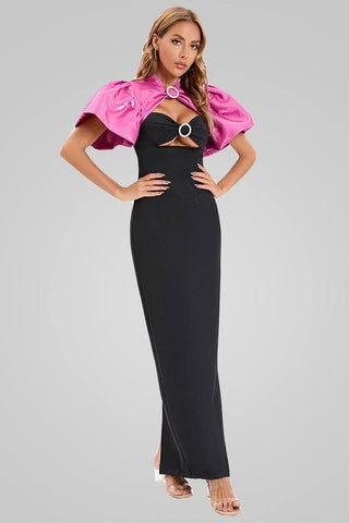 Kennedy Pink Ring Cutout Ruffle Maxi Dress
