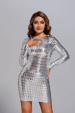 Luna Silver Mesh Bodycon Dress