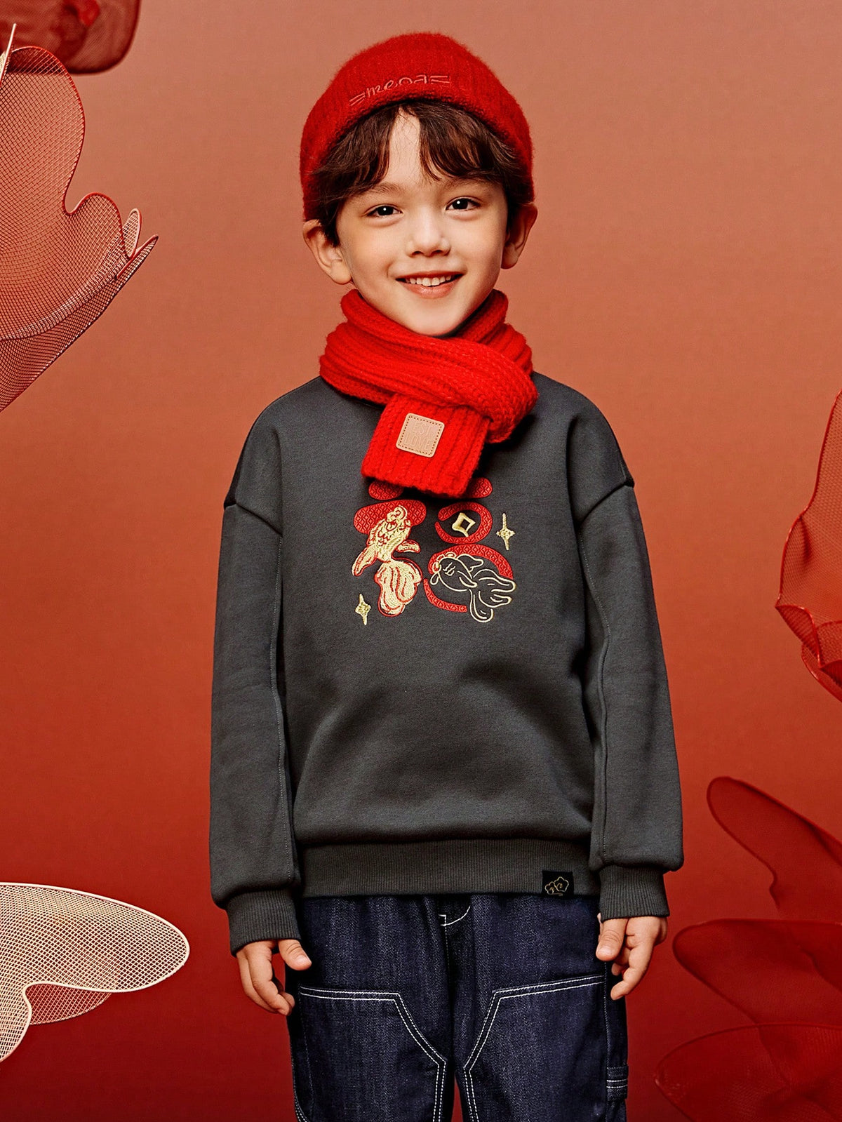 mini bala Boys' & Girls' Fleece Sweatshirt, New Year Winter Warm Long-Sleeve Top