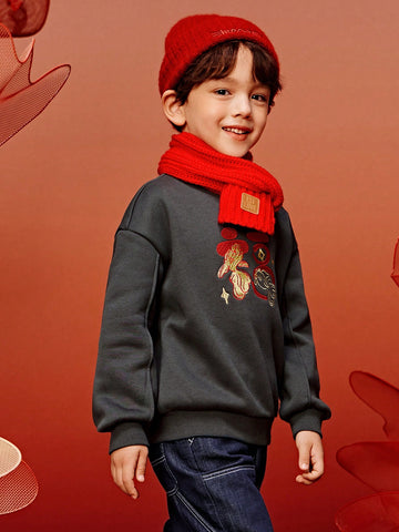mini bala Boys' & Girls' Fleece Sweatshirt, New Year Winter Warm Long-Sleeve Top