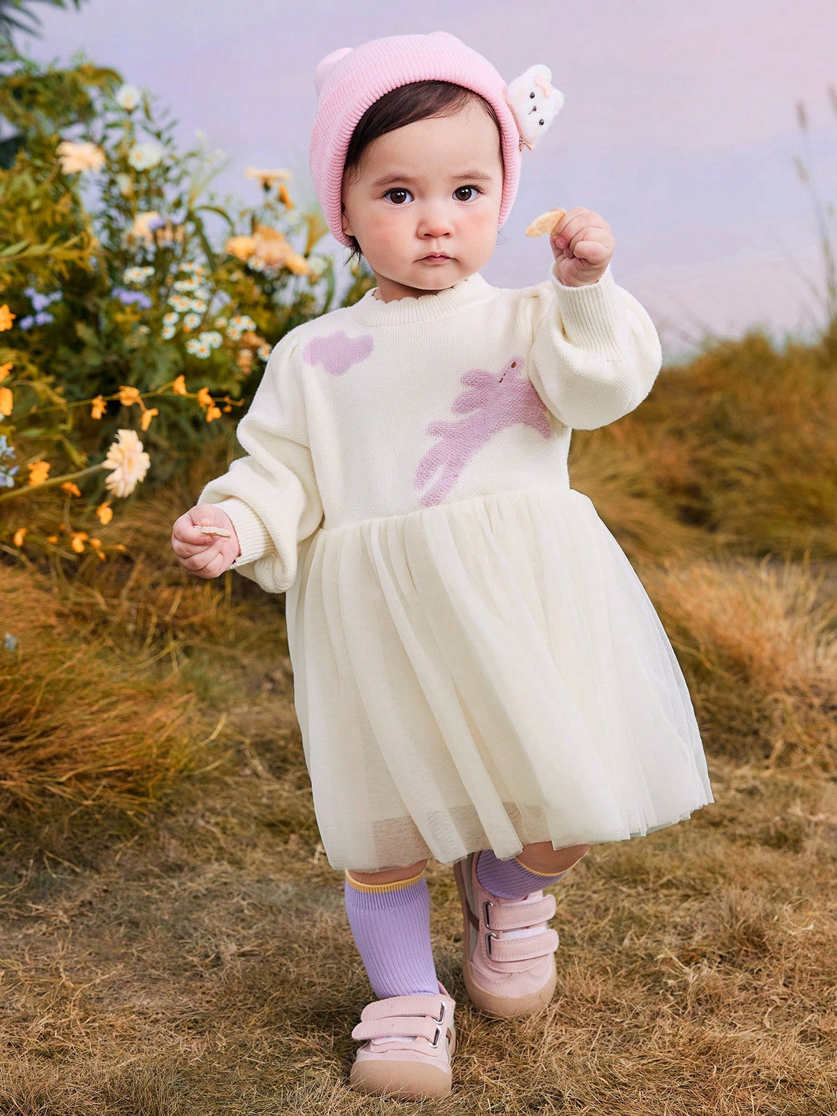 Mini Bala Girls' Cotton Sweet Puff Sleeve Dress