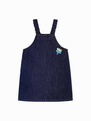 Mini Bala Girls' Denim Overall Dress, Cute Spring Outfit For Young Girl