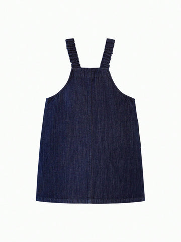Mini Bala Girls' Denim Overall Dress, Cute Spring Outfit For Young Girl