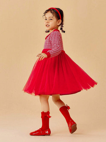 mini bala Mini Bala Girls Dress Sweet And Fashionable Mesh Splicing Children's Princess Dress