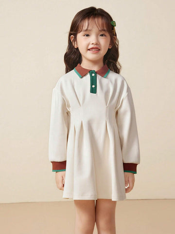 Mini Bala Girls' Polo Dress: Baby American Retro Fashion Sweet College Style Dress