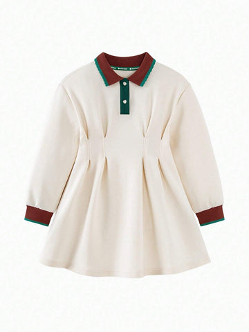Mini Bala Girls' Polo Dress: Baby American Retro Fashion Sweet College Style Dress