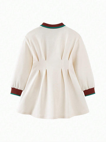 Mini Bala Girls' Polo Dress: Baby American Retro Fashion Sweet College Style Dress