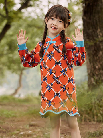 Mini Bala Girls Qipao Dress Autumn Chinese Style Dress